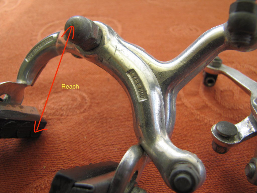 Centre pull for side pull image of measuring brake reach