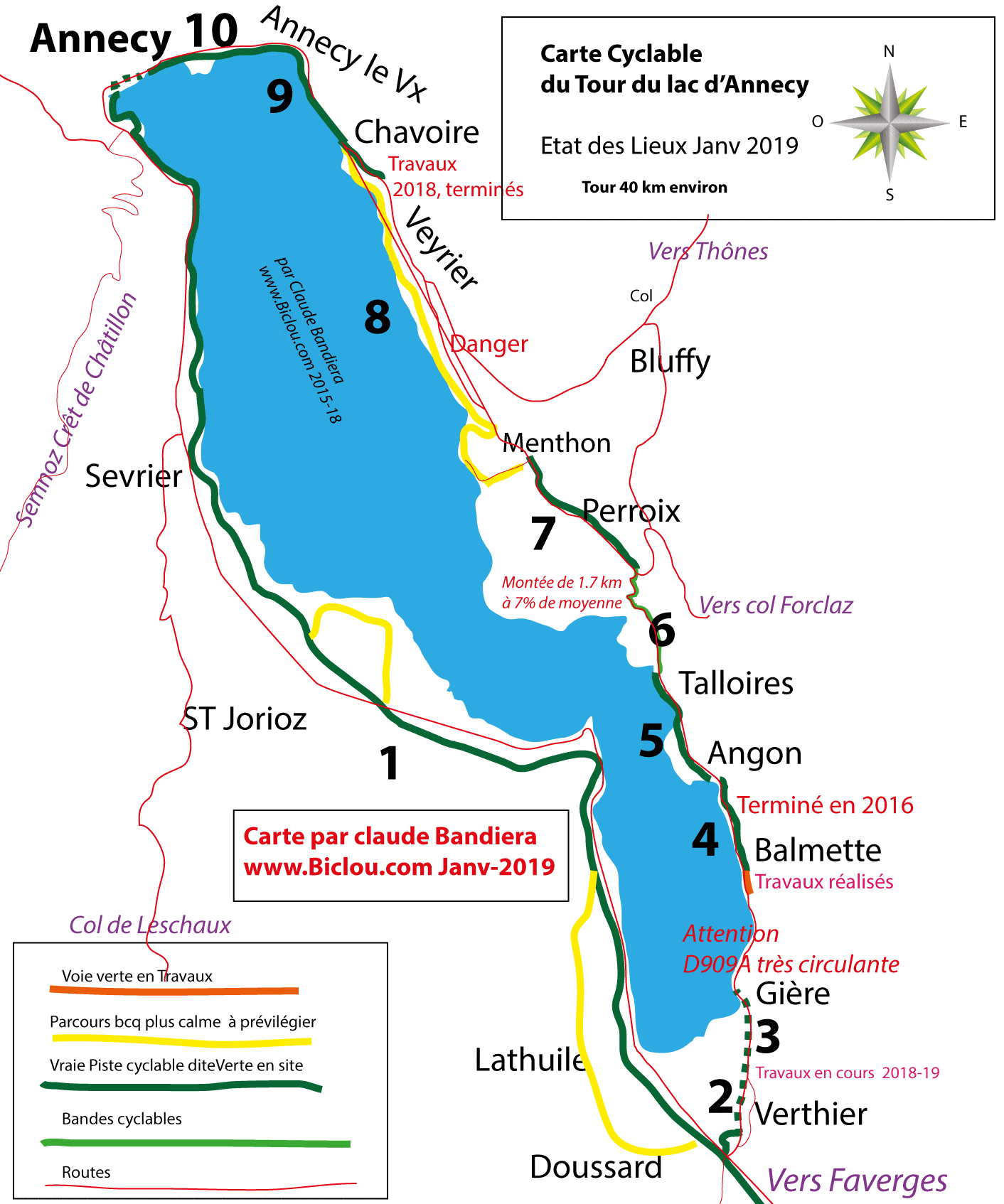 Map of Lake Annecy bike trail