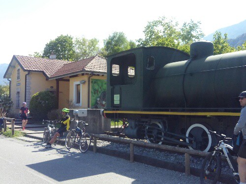 Image of old train and rest stop lake Annecy