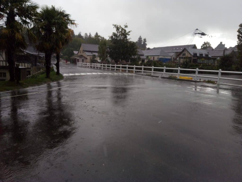 Image of rain on car park