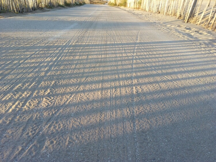 Image of sand on the trail while cycling on the French Mediterranean route