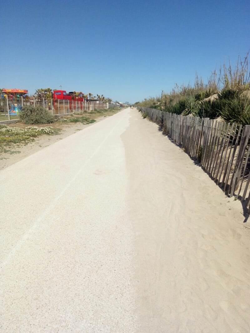 Image of sandy bike trail with the blue sky