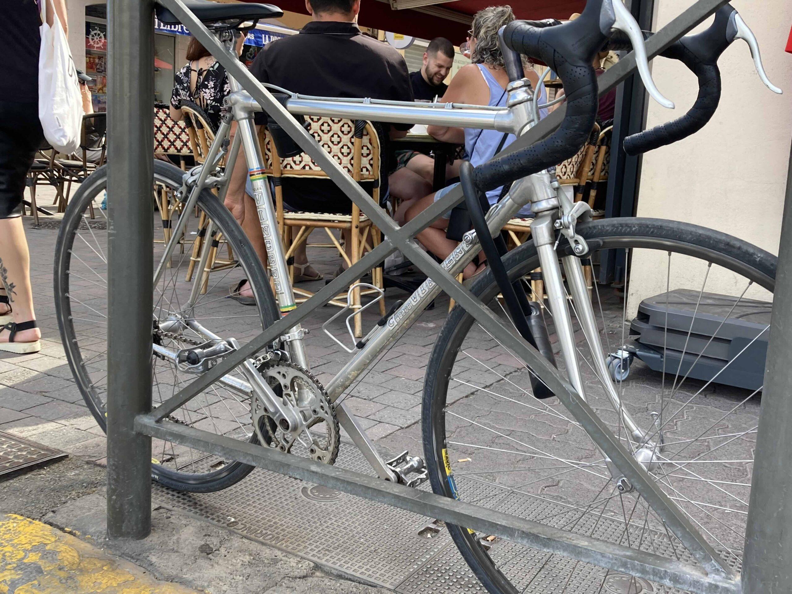 Image of vintage Vincent bike on street