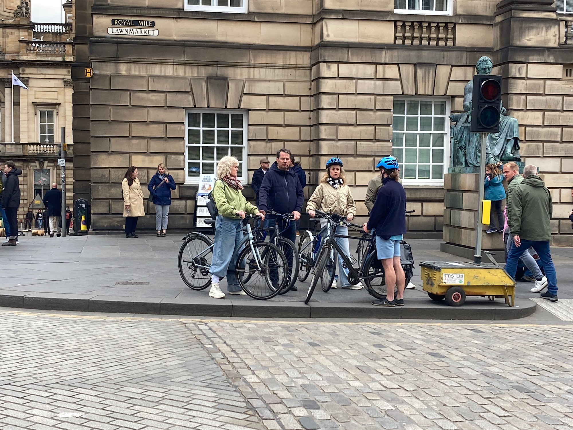 Cyclists on the Royal Mile